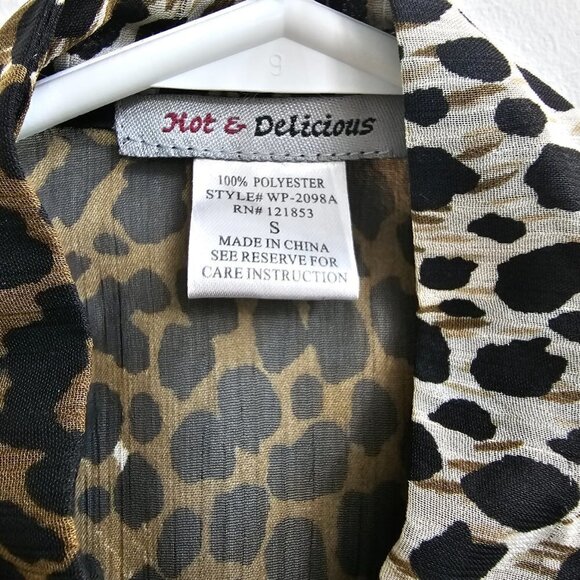 Women's Leopard Print Sheer Ruffled Blouse, Size Small - Picture 9 of 17